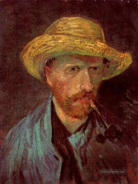  Hut Malerei - Selbst Porträt mit Strohhut und Rohr Vincent van Gogh